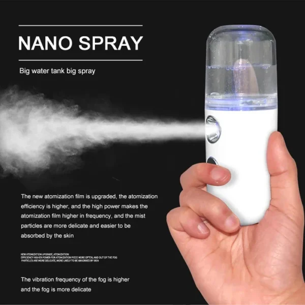 RECHARGEABLE MINI NANO FACE STEAMER OR SPRAYER (RANDOM COLOR) - Image 2
