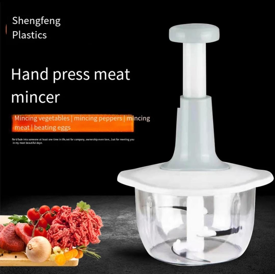 Manual Hand Push Chopper | Multi-functional Vegetable Meat Grinder, Grater, Chopper – 1.5 Liter (Random Color)