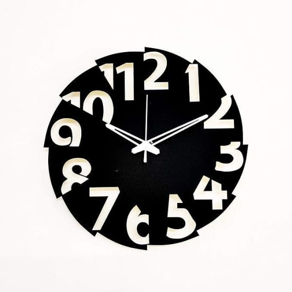 3d woozy work Designer Bold Numerals Wooden Wall Clock for Home Decor