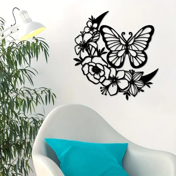 Home Decor 1pc, Modern Butterfly Flower Wooden Wall Art