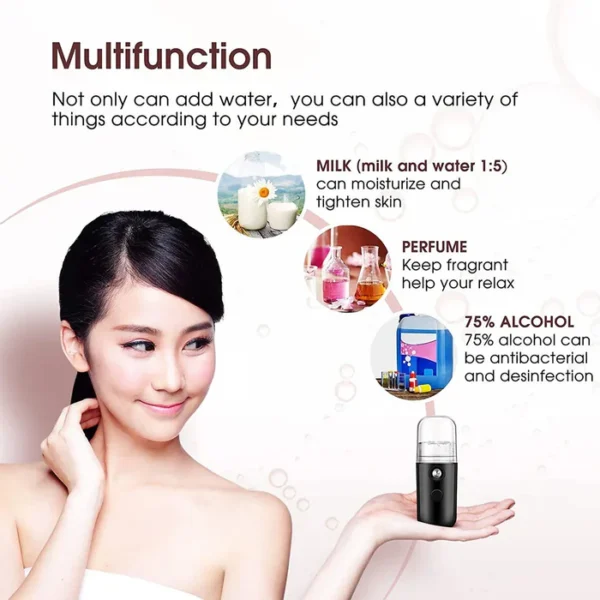 RECHARGEABLE MINI NANO FACE STEAMER OR SPRAYER (RANDOM COLOR) - Image 4