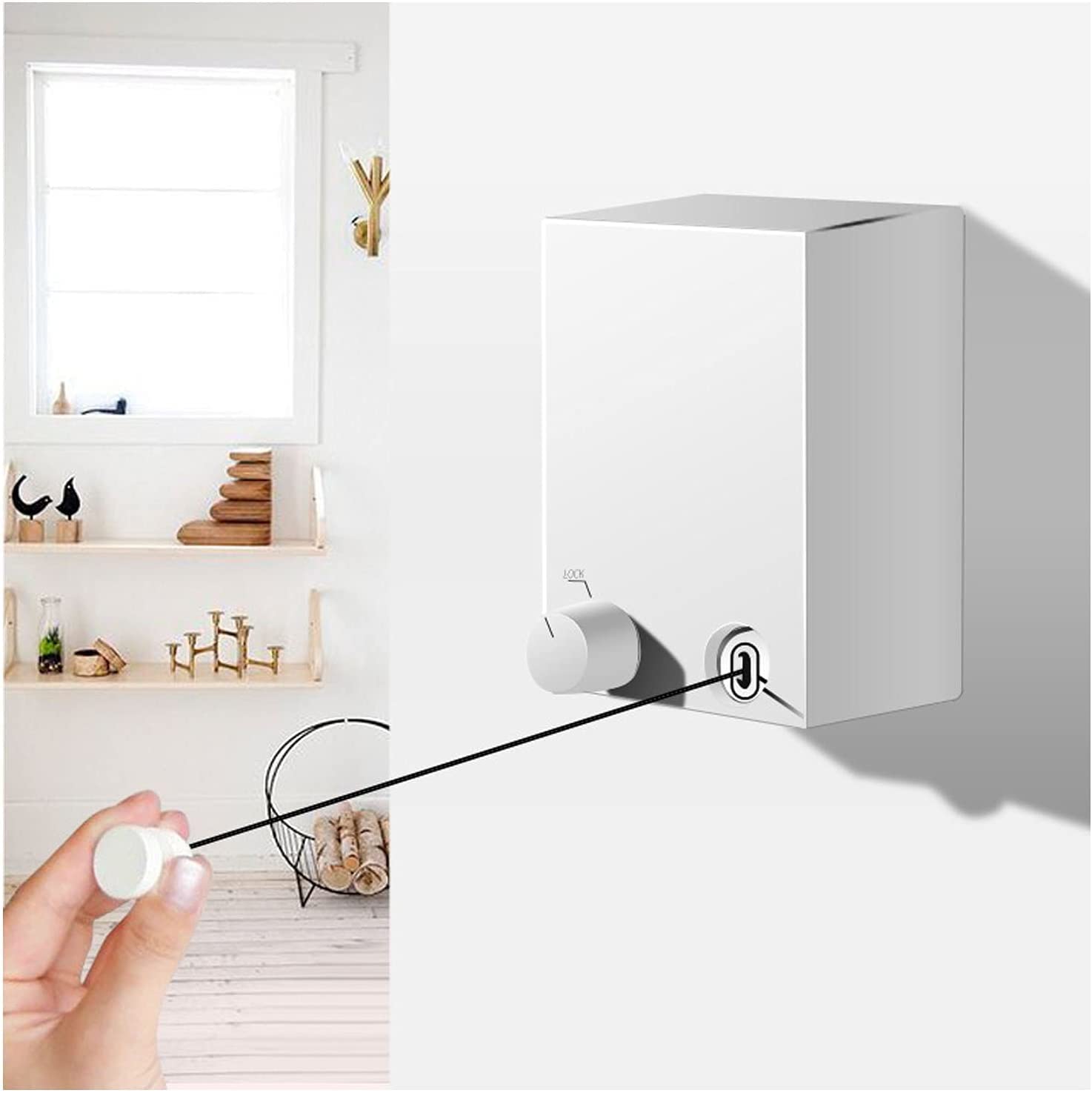 Abhsant Hot Retractable Indoor and Outdoor Clothes Wall Hanger Magic Drying Rack Balcony Bathroom Invisible Clothesline Wire Rope,Drying String for Home Balcony Room color