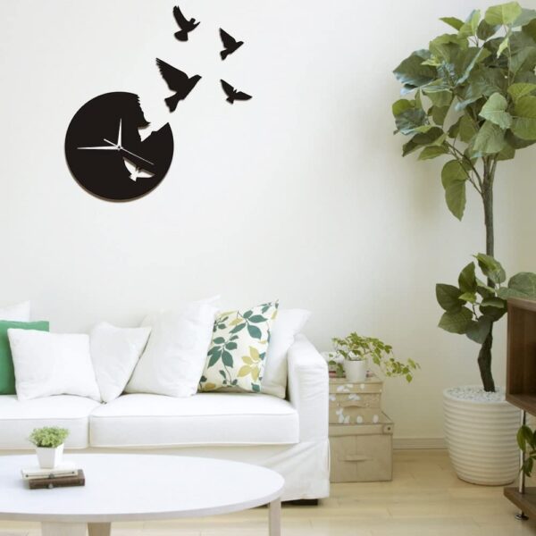 3D Flying Birds Themed Decorative Wall Clock Classic /  Wooden Wall Clock - Image 4