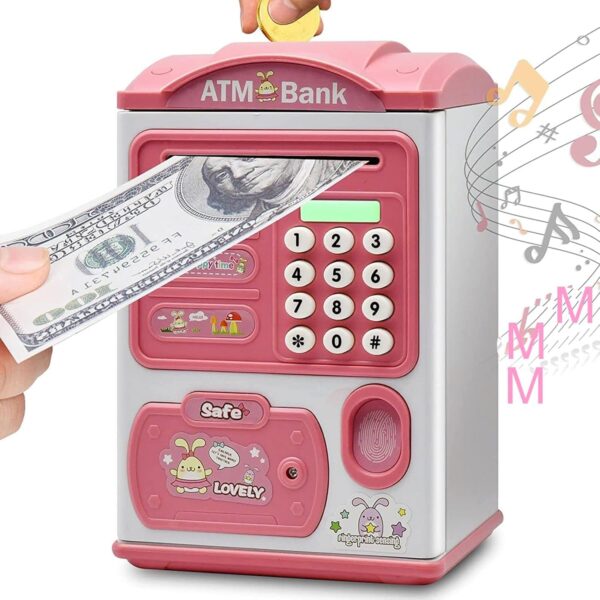 Piggy Bank Atm Children saving money box with password and fingerprint (random color)