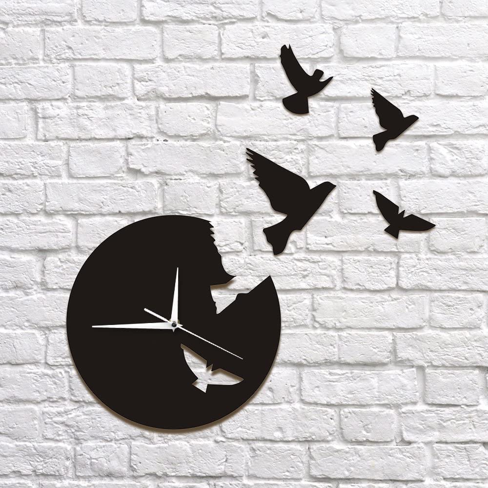 3D Flying Birds Themed Decorative Wall Clock Classic /  Wooden Wall Clock