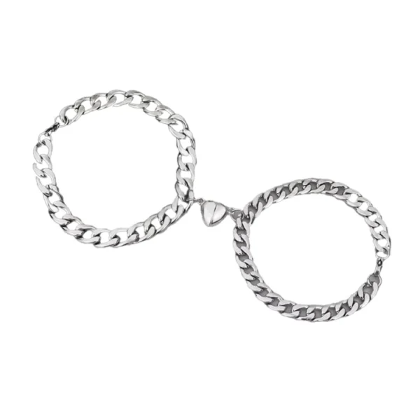 Broken heart magnetic bracelet | 2Pcs/Set Heart Magnetic Couple Bracelets for Lovers- Broken heart Stainless Steel bracelet for couples- Heart magnetic bracelet for girls and boys - Image 4