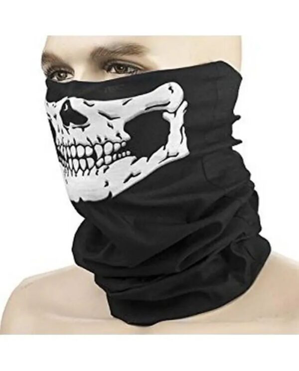 Skull Head Mask Ghost Face Halloween Party Men Women Cool Black Long Masks - Image 3