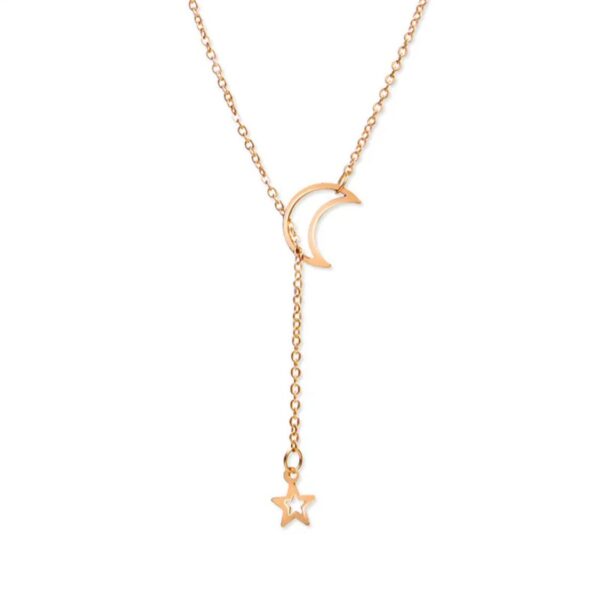 Simple and Elegant Moon Star Pendant Necklace Women Clavicle Chain Minimalist Design Necklace - Image 4