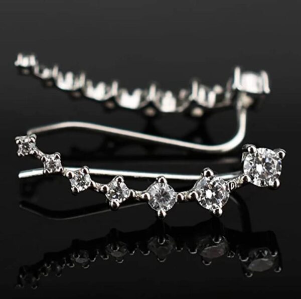 1 Pc's 7 Crystals Ear Cuffs Vines Climbers Wrap Pierced Pins Hook Earrings - Image 13