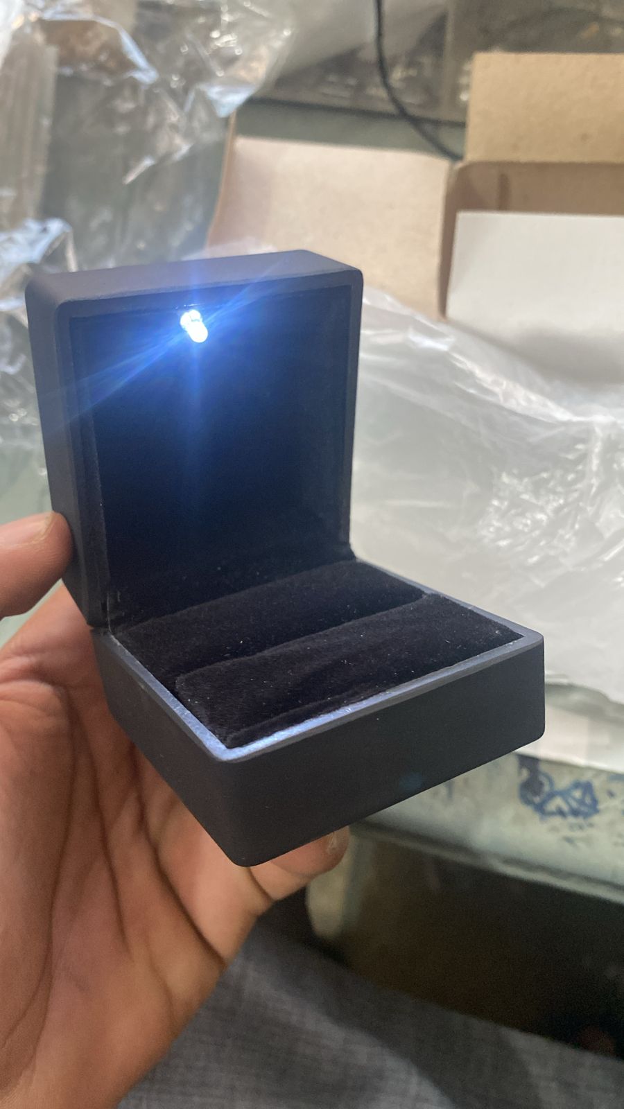 Jewelry Box With LED Light For Engagement Wedding Rings Box | Festival Birthday Jewelry Ring Box (Box Only)