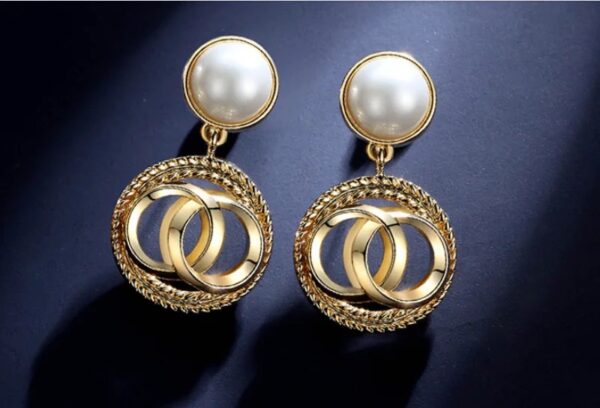 Pearl Stud With Circular Drop Earring  European Style Earrings for Women - Image 7