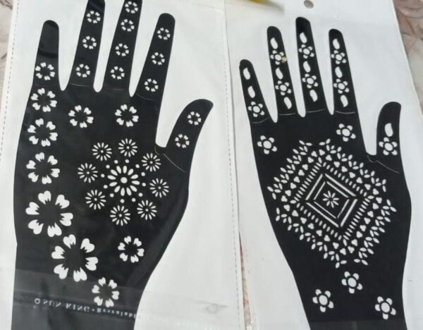 Pair Mehndi Stickers , Henna Mehndi Stencils (random design) - Image 2