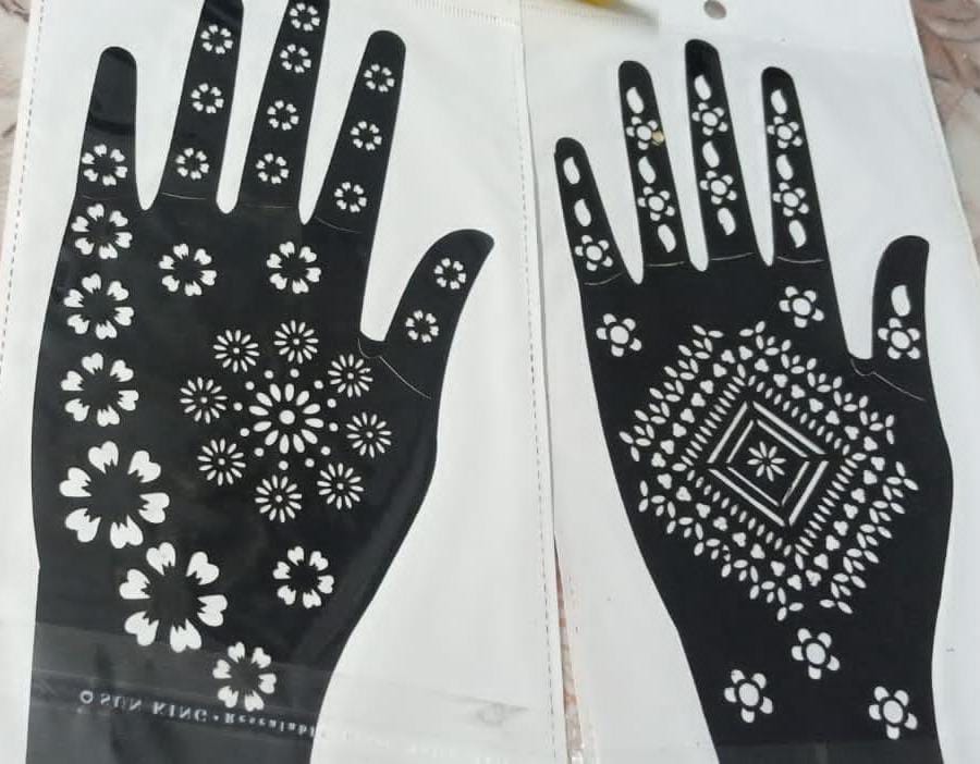 Pair Mehndi Stickers , Henna Mehndi Stencils (random design)