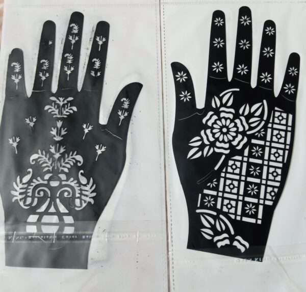 Pair Mehndi Stickers , Henna Mehndi Stencils (random design) - Image 3