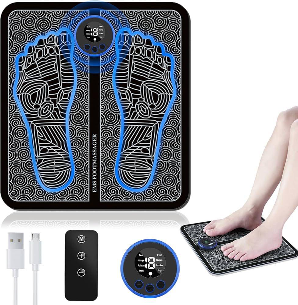 EMS Foot Massager Mat Electric USB Charging Smart Display Tens Acupuncture Feet Cushion Blood Circulation Pad Health Care Home