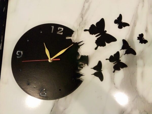 3D Beautiful Butterfly Wooden Wall Clock  Beautiful And Stylish Wall Decor - Image 2