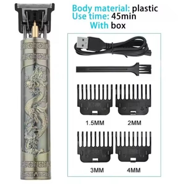 Alloy body (plastic ) - Vintage T9 Trimmer and Hair Clipper Cutting Machine For Men - Image 6