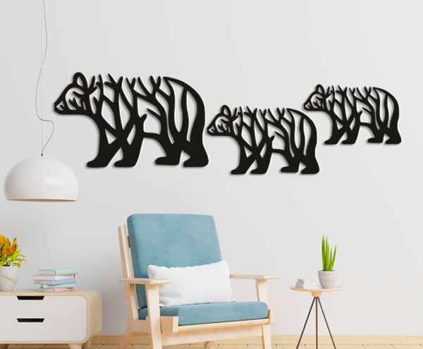 Home Decor 3 Pcs Bear Wooden Wall art D25