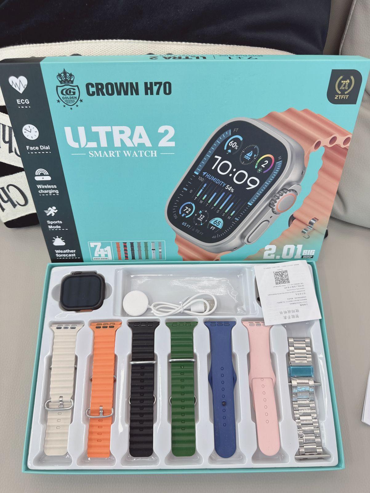 CROWN H70  SMART WATCH 7 straps (random color)