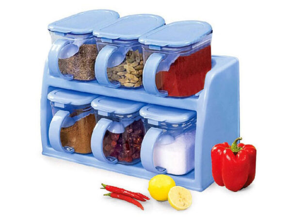 Spice Jars Rack, Masala Jars Box Set ( 6 Pieces ) (random color)
