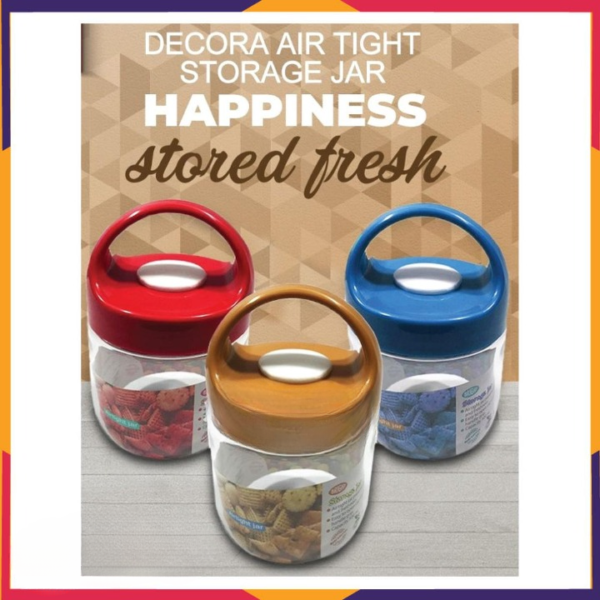 (1 pcs) DECORA AIR TIGHT STORAGE JAR WITH GRIP HANDLE (random color) - Image 3