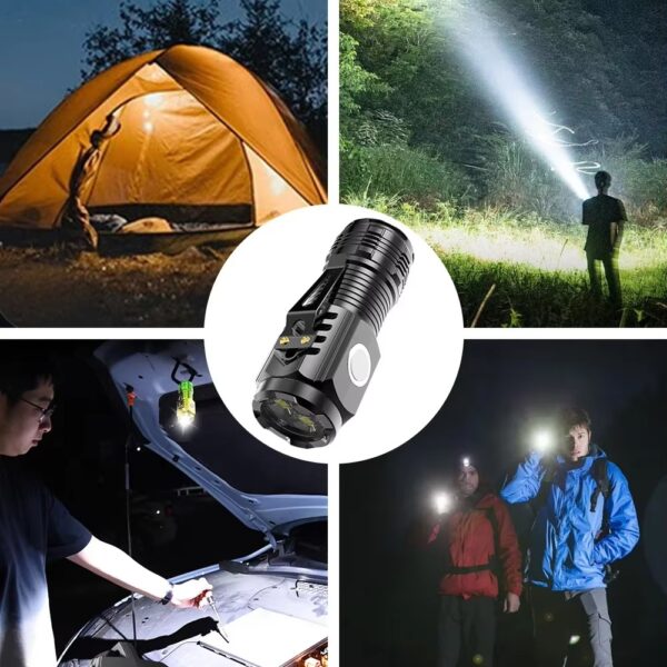 Mini Flashlight Flash Super Power Waterproof Camping Light / Pocket Flashlight with Clip USB Rechargeable Powerful Flashlight